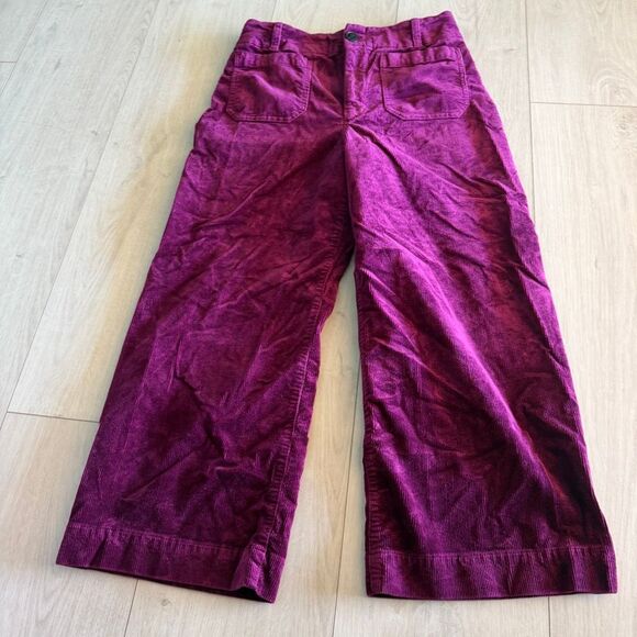 Anthropologie Pants - Anthropologie Maeve Colette Cropped Wide Leg Corduroy Pants Grape Purple size 31